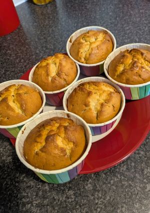 A picture of Lemon & white chocolate Muffins.