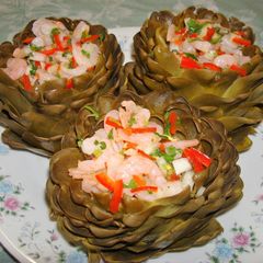 Stuffed artichokes with shrimps A picture of Stuffed artichokes with shrimps.