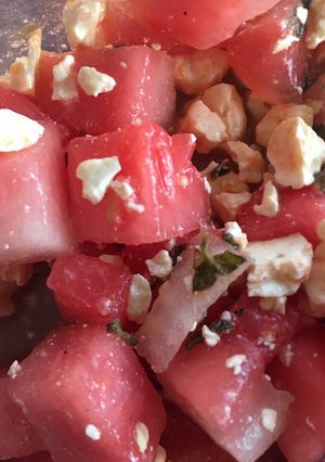 A picture of Refreshing Watermelon Feta Salad with Mint.#summerchallenge1.