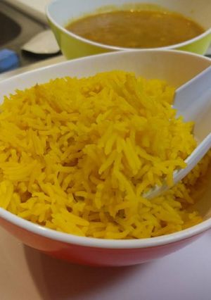 A picture of Indian Turmeric Basmati Rice (goes great with curry!).