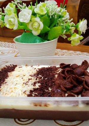 Foto resep Chocobrownie puding with cheese vla
