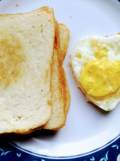 A picture of Fried egg with bread.