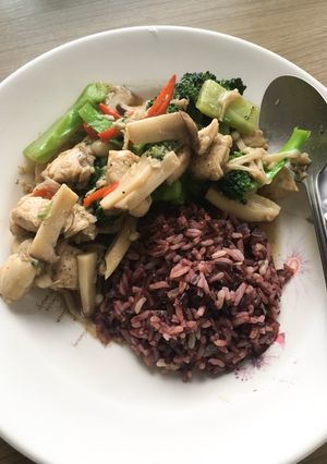 รูปของ สันในไก่ผัดบร็อคโคลี่ใส่เห็ด