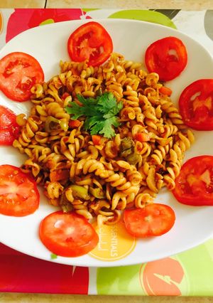 A picture of Red sauce veg.Pasta.