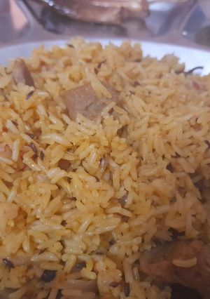 A picture of Soya chunks pulao.