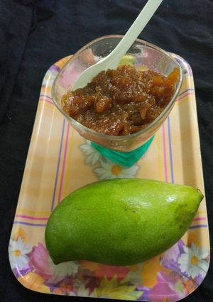 A picture of Raw mango palm jaggery halwa.