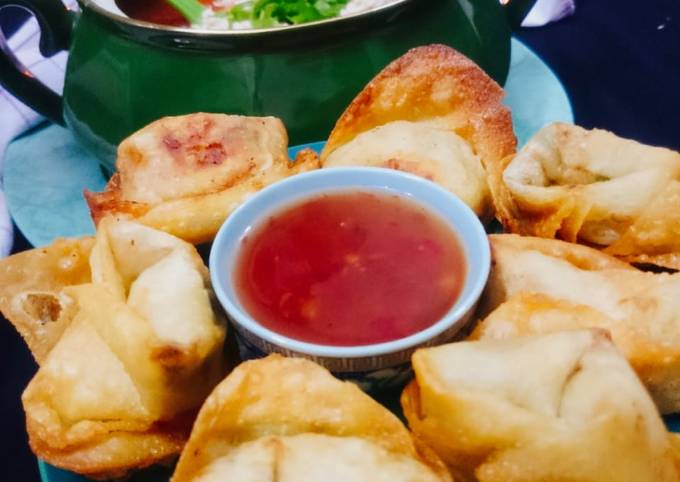 Recipe of Ultimate Fried_wontons with hot and sour soup