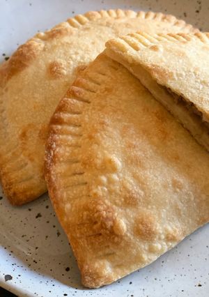 A picture of Oven-Baked ‘Chebureki’ Meat Stuffed Pastry.