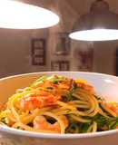 Mì Ý Xào Tôm & Rau Ngón Biển