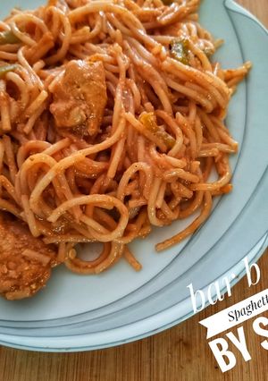 A picture of Bar b q spaghetti.
