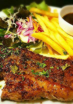 รูปของ Pork Steak with Black Pepper Sauce
