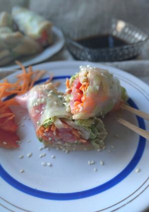 Фото Спринг-роллы с курицей и овощами.
