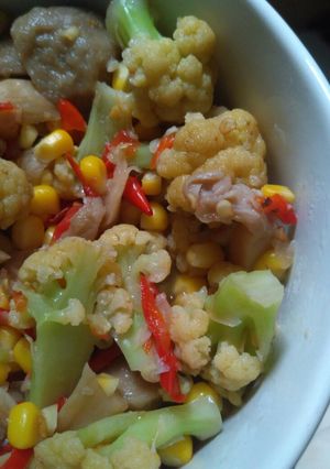 Foto resep Oseng kembang kol (brokoli putih) & jagung manis