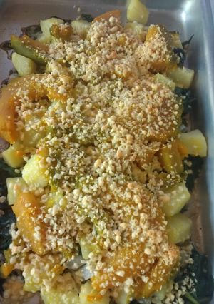 Una foto de Torre de verduras gratinadas