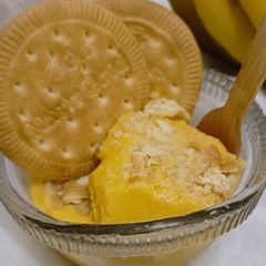 A picture of Kesar Mango & Marie Ice cream (5 ingredients Ice cream).