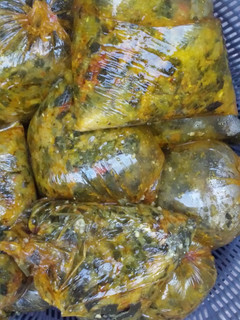 A picture of Yellow maize moi moi.