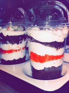 A picture of Chocolate and red velvet parfait 🥤.