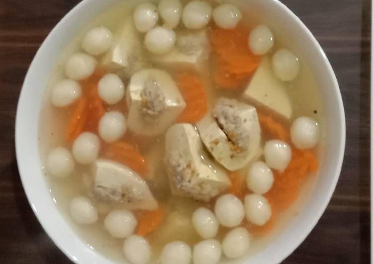 Cara Gampang Menyiapkan &#34;Soup tahu isi bakso ikan&#34;👍❤️😘, Enak Banget