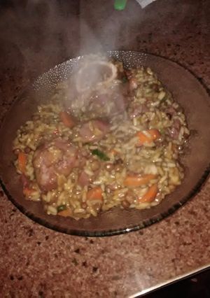 Una foto de Guiso de arroz con lentejas