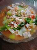 Tumis pokcoy udang telur