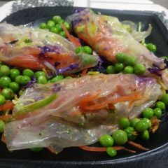A picture of Rice paper stuffed with veggies.