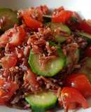 Riso rosso integrale con zucchine e pomodorini