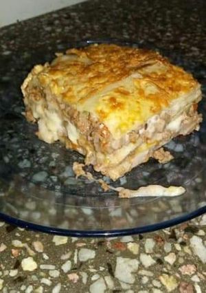 Una foto de Lasaña de carne, hecha con panqueques