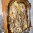 Cola de rape al horno con cebolla y patata