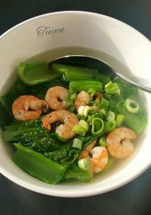 Hình của món Canh cải xanh nấu tôm tươi.