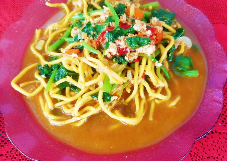 Resep Mie Kuning Padang Bayam kuah, Lezat Sekali