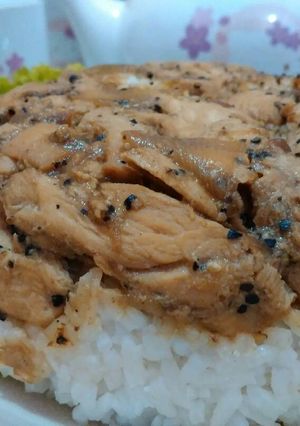 Foto resep Nasi Tim Ayam Lada Hitam
