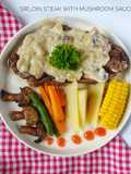 Sirloin Steak dengan Saus Jamur