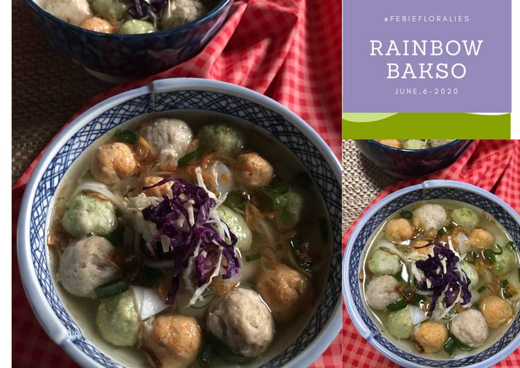 Tutorial memasak Chicken Bakso Rainbow, Menu Anak – 1 adonan bakso untuk bakso dan tahu bakso, ???? nikmat
