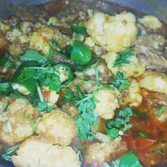 A picture of Gobhi gosht /mutton with cauliflower.