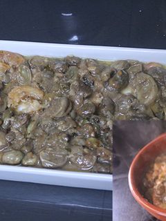 Una foto de Habas picantes con gambas