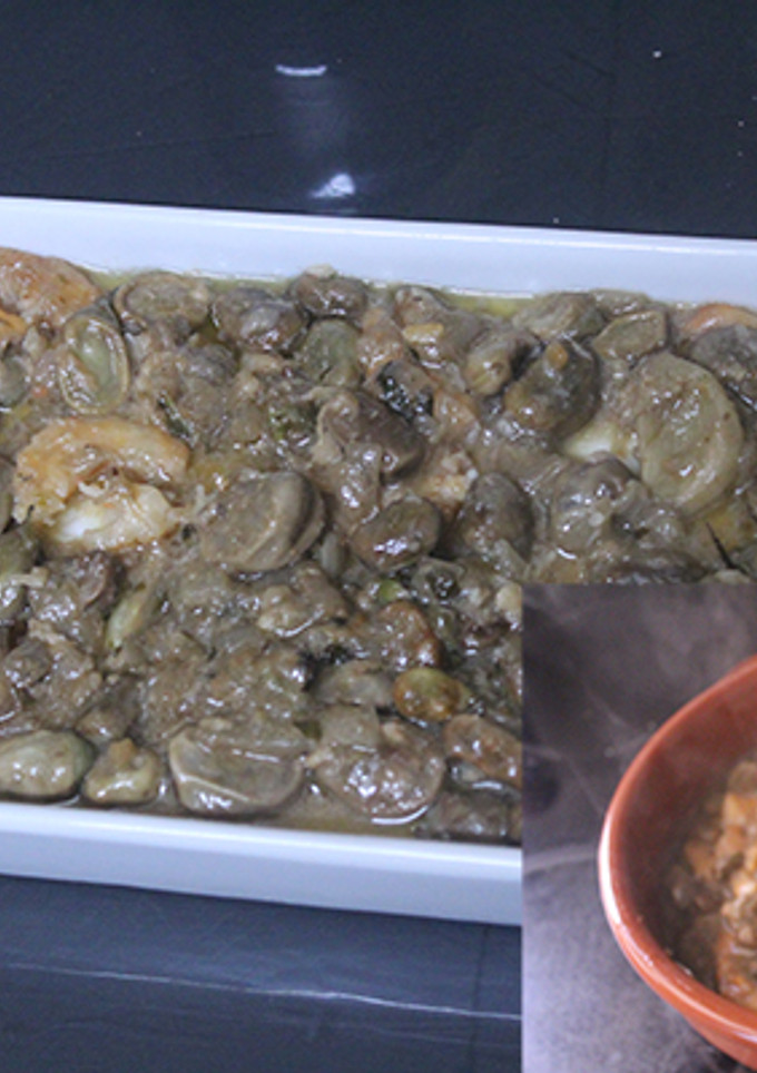 Una foto de Habas picantes con gambas