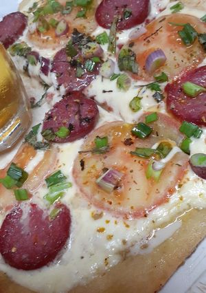 Una foto de Pizza con lo que tenía