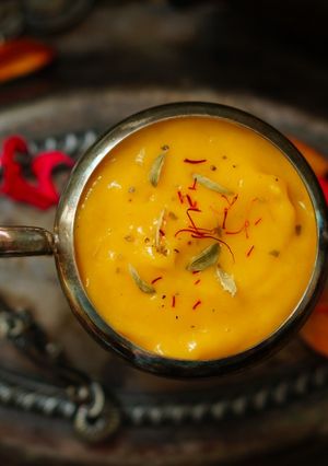 A picture of Creamy sweetened Aamras.