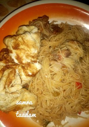 A picture of Spaghetti and fry egg.