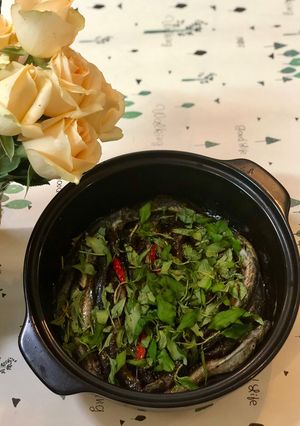 Hình của món Cá Kèo Kho Rau Răm.