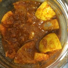 Lemon pickle with garlic A picture of Lemon pickle with garlic.