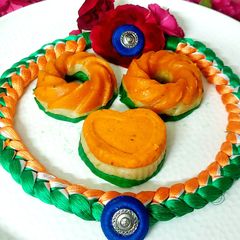 A picture of INDEPENDENCE Day SPECIAL TRICOLORS RICE FLOUR KHICHU in MICROWAVE.