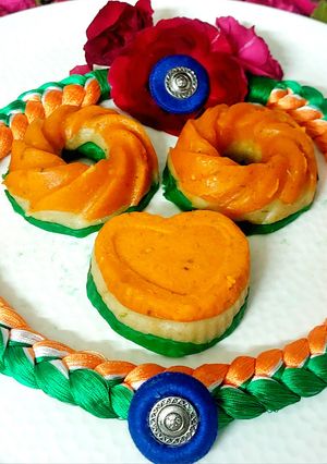 A picture of INDEPENDENCE Day SPECIAL TRICOLORS RICE FLOUR KHICHU in MICROWAVE.