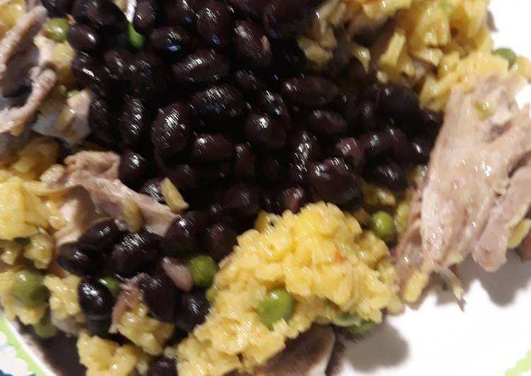 Easiest Way to Make Super Quick Homemade Black Beans Yellow Rice and Chicken