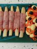 Envuelto de espárragos con pimientos y ensalada de minis