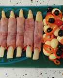 Envuelto de espárragos con pimientos y ensalada de minis