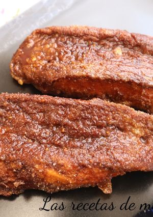 Una foto de Torrijas de chocolate y polvo de naranja