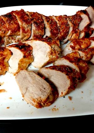 A picture of My Sriracha and Chinese BBQ Pork.