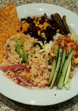 A picture of Mexican vegetarian salad bowl.