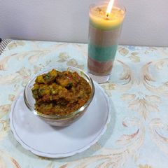 A picture of Prawns onion tomatoes masala.